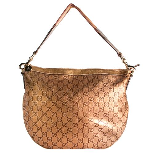 Gucci Metallic Guccissima Leather Hobo Handbag