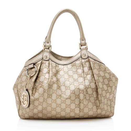 Gucci Metallic Guccissima Leather Sukey Medium Tote