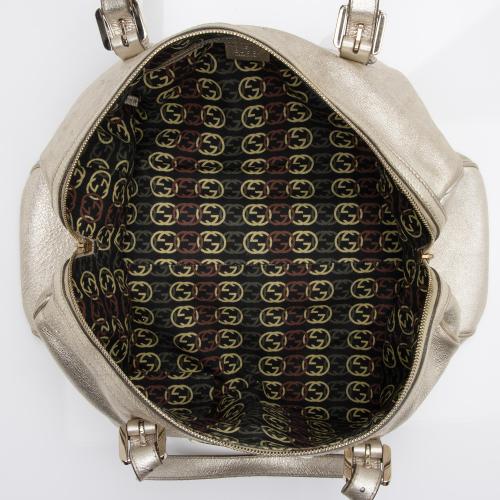 Gucci Metallic Leather Britt Medium Boston Bag