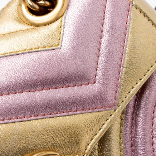 Gucci Metallic Matelasse Leather GG Marmont Mini Flap Shoulder Bag
