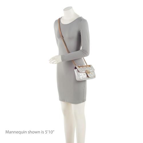 Gucci Metallic Matelasse Leather Pearl GG Marmont Mini Flap Bag - FINAL SALE