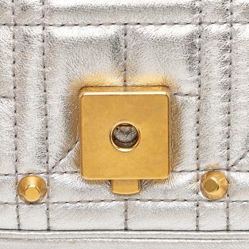 Gucci Metallic Matelasse Leather Pearl GG Marmont Mini Flap Shoulder Bag