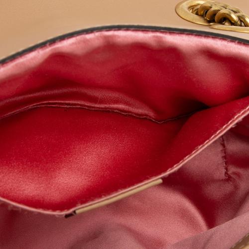 Gucci Metallic Matelasse Leather Pearl GG Marmont Mini Flap Shoulder Bag