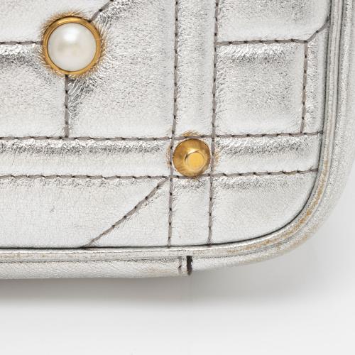 Gucci Metallic Matelasse Leather Pearl GG Marmont Mini Flap Bag