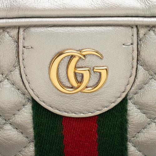 Gucci Metallic Quilted Leather Web Trapuntata Small Shoulder Bag