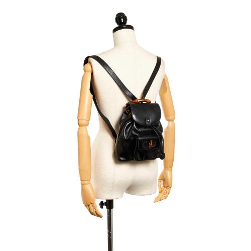 Gucci Mini Bamboo Drawstring Leather Backpack