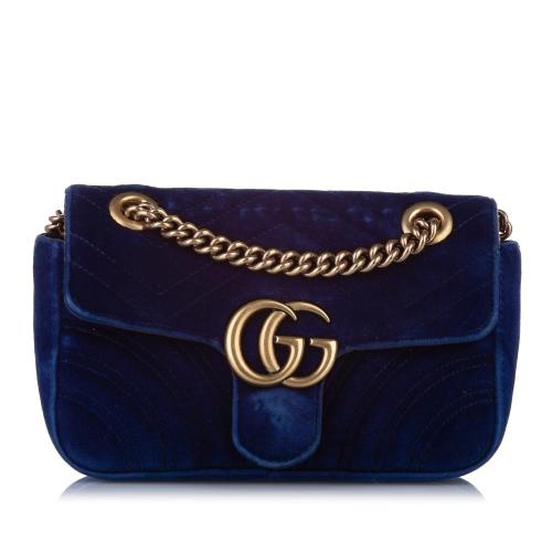Gucci Mini GG Marmont Matelasse Velvet Crossbody Bag