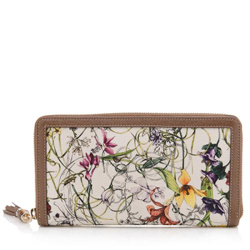 Gucci Canvas Flora Zip Around Wallet 
