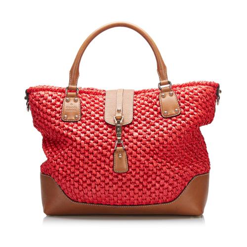 Gucci New Jackie Wicker Tote Bag