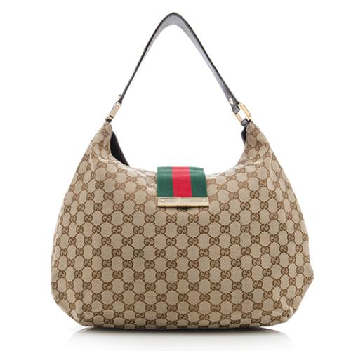 Gucci GG Canvas New Ladies Web Large Hobo 