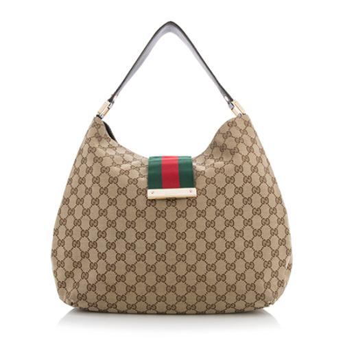 Gucci GG Canvas New Ladies Web Large Hobo 
