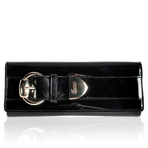 Gucci Patent Leather Romy Buckle Clutch
