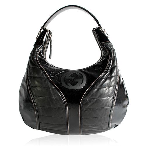 Gucci Patent Leather Snow Glam Hobo Handbag