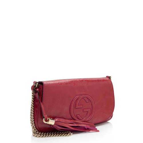 Gucci Patent Leather Soho Medium Flap Bag