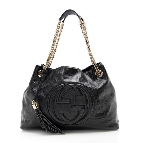 Gucci Patent Leather Soho Medium Shoulder Bag