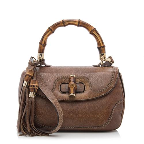 Gucci Pebbled Leather New Bamboo Top Handle Satchel - FINAL SALE 