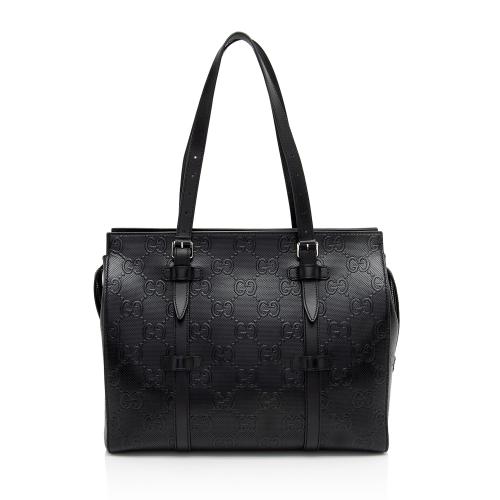 Gucci Perforated GG Embossed Zip Tote