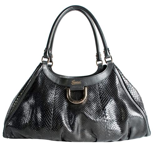 Gucci Python D Gold Large Shoulder Handbag