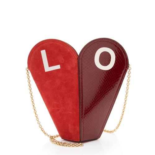 Gucci Python Suede Valentines Day Heart Small Chain Bag