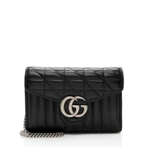 Gucci Quilted Matelasse Leather GG Marmont Mini Wallet on Chain Bag