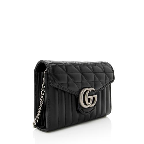 Gucci Quilted Matelasse Leather GG Marmont Mini Wallet on Chain Bag