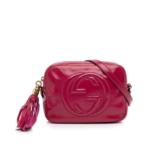 GUCCI Soho Disco Pebbled Leather Crossbody Bag Red 308364