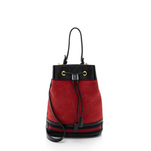 Gucci Suede Patent Leather Ophidia Small Bucket Bag