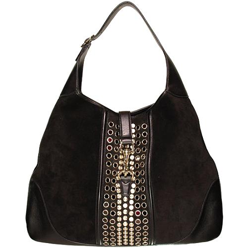 Gucci Suede Studded Bouvier Large Hobo 