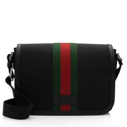 Gucci Techno Canvas Web Flap Messenger Bag