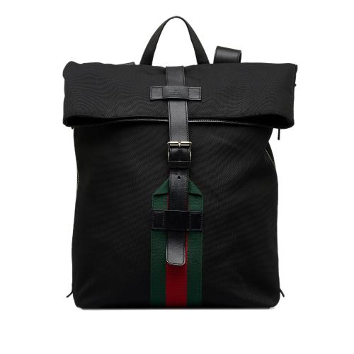 Gucci Techno Web Fold Over Backpack