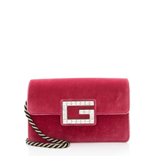 Gucci Velvet Crystal G Shoulder Bag