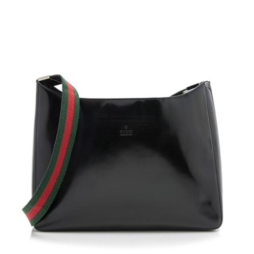 Gucci Vintage Glazed Leather Web Shoulder Bag