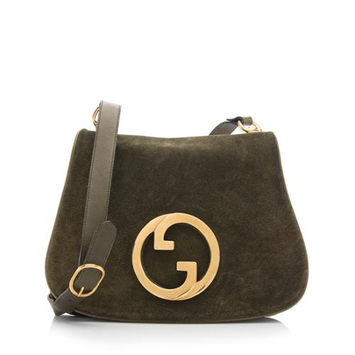 Gucci Vintage Suede GG Shoulder Bag