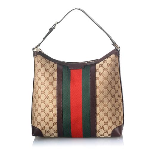 Gucci Vintage Web Medium Hobo Handbag