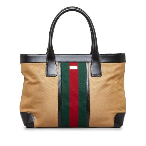 Gucci Web Canvas Tote Bag