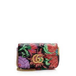 Gucci x Ken Scott Matelasse Leather Floral GG Marmont Super Mini Flap Bag