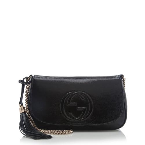 Gucci Patent Leather Soho Flap Shoulder Bag
