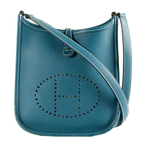 Hermes Blue Jean Epsom Mini Evelyne I Shoulder Handbag