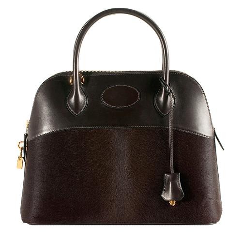 Hermes Ebene Evercalf & Calf Hair 31cm Bolide Satchel Handbag