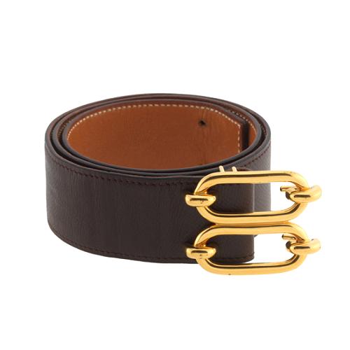 Hermes Epsom Leather Double Buckle Belt - Size 32 / 80