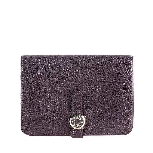 Hermes Raisin Togo Leather Dogon Compact Wallet
