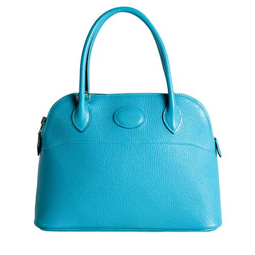 Hermes Turquoise Chevre Mysore Bolide 27 Satchel Handbag