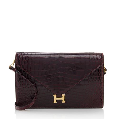 Hermes Vintage Porosus Crocodile Lisse Lydie Shoulder Bag