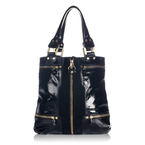 Jimmy Choo Patent Leather and Suede Mona Tote