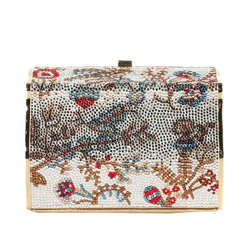 Judith Leiber Crystal Floral Minaudiere Clutch