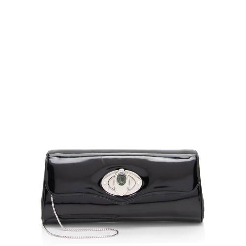 Judith Leiber Patent Leather Crystal Turnlock Clutch