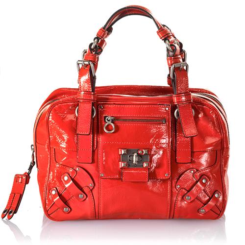 Juicy Couture Crinkled Patent Leather Lock-It Satchel Handbag