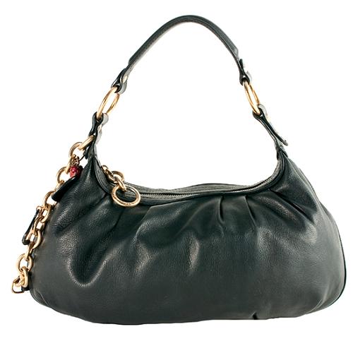 Juicy Couture Pleated Leather Chain Hobo Handbag