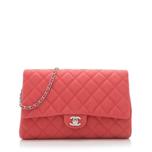 Chanel Matte Caviar Leather Chain Flap Clutch Bag