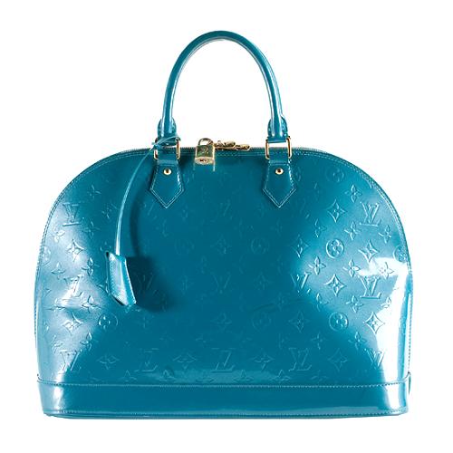 Louis Vuitton Blue Galactic Monogram Vernis Alma MM Satchel Handbag